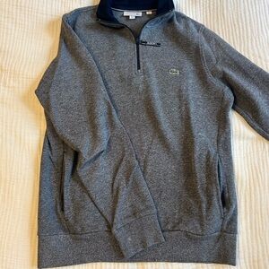Lacoste Men’s Grey Half-Zip Pullover with Navy Trim